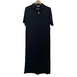 NWT The Cause Collection Black Silk Maxi Dress - Pockets! - Size M